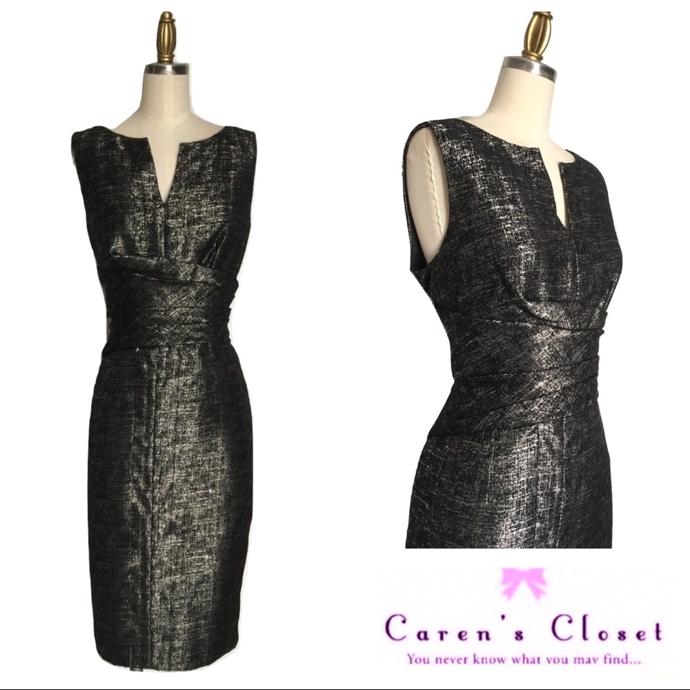 Adrianna Papell Umber Gold Metallic Sheath Dress